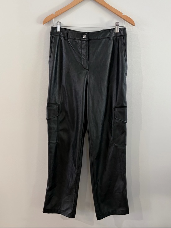 Rachel Zoe Pants - Rachel Zoe Black Faux Leather Wide Leg Cargo Pants